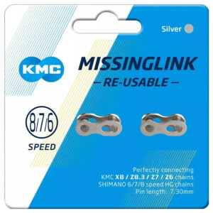 Image of KMC "Missinglink" Quick Chain Link 6/7/8 Speed 7.3mm Silver (2 Links)
