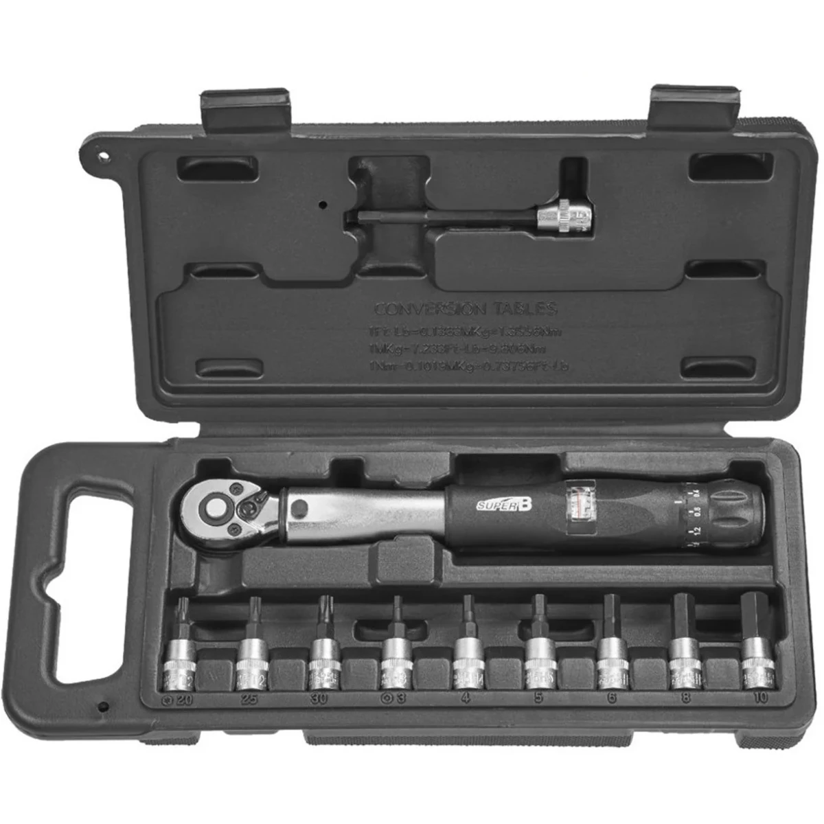 Image of Super B 1/4 Drive Torque Wrench Set 4-24 Nm Black Case