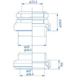 Image of Tange-Seiki Passage 1" Headset 26.4mm, Satin Silver