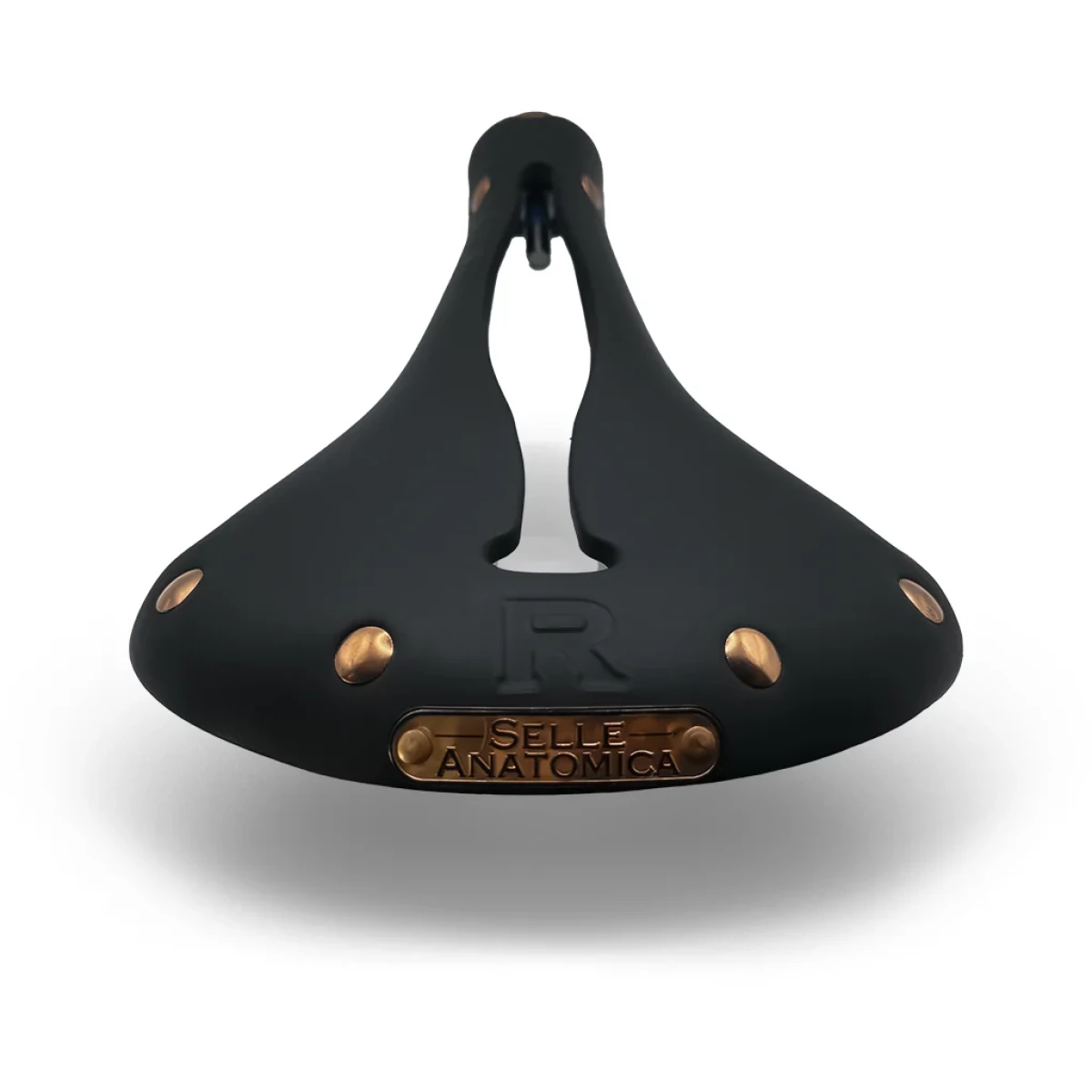 Image of Selle Anatomica R1 Rubber Saddle Black with Copper Rivets