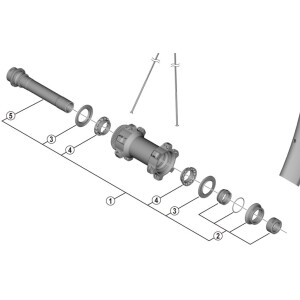 Image of Shimano Ultegra/GRX Front Axle Unit WH-RX570-TL-F12 Y0H198010