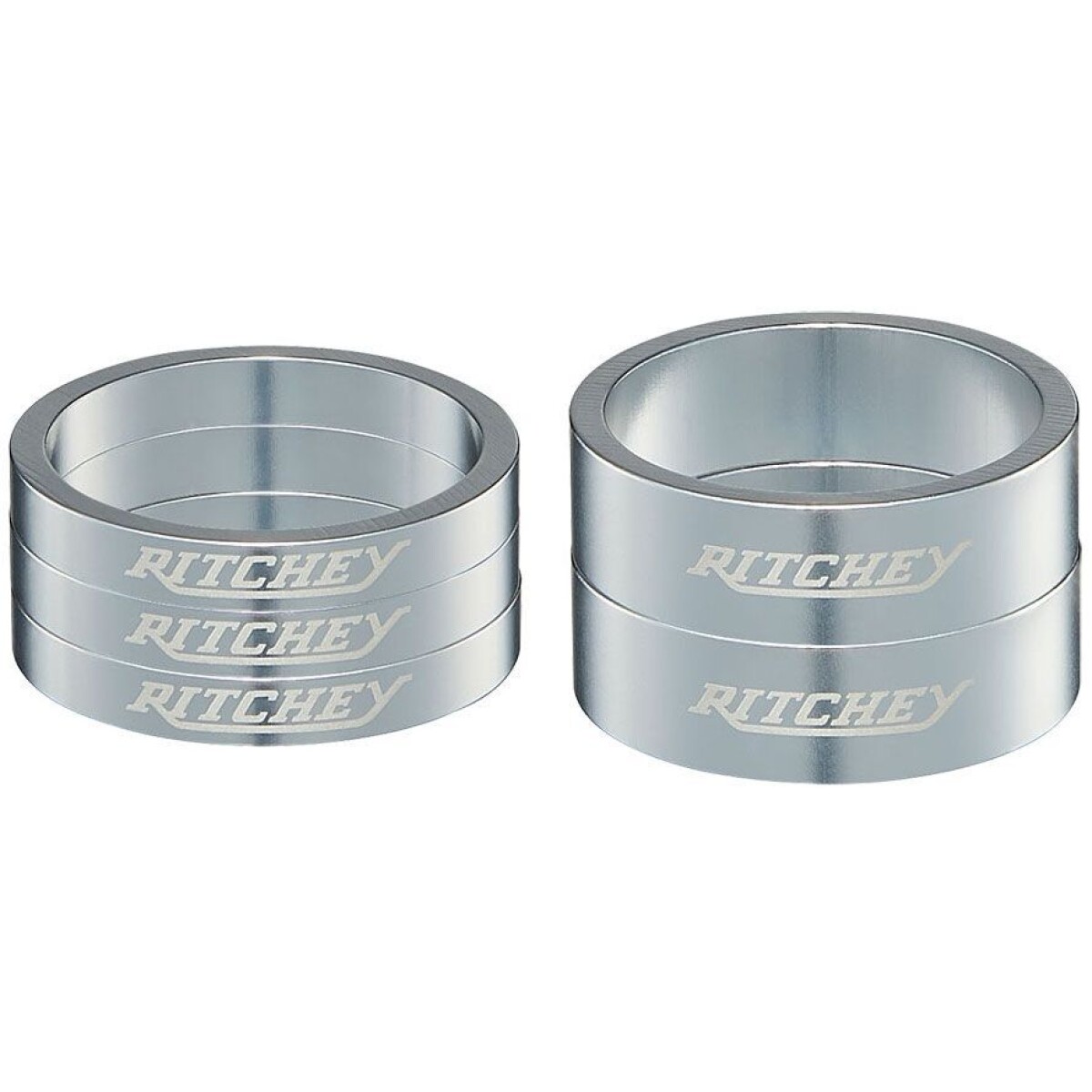 Image of Ritchey Classic Headset Spacers 1 1/8 Silver (2 x 10mm, 3 x 5mm)