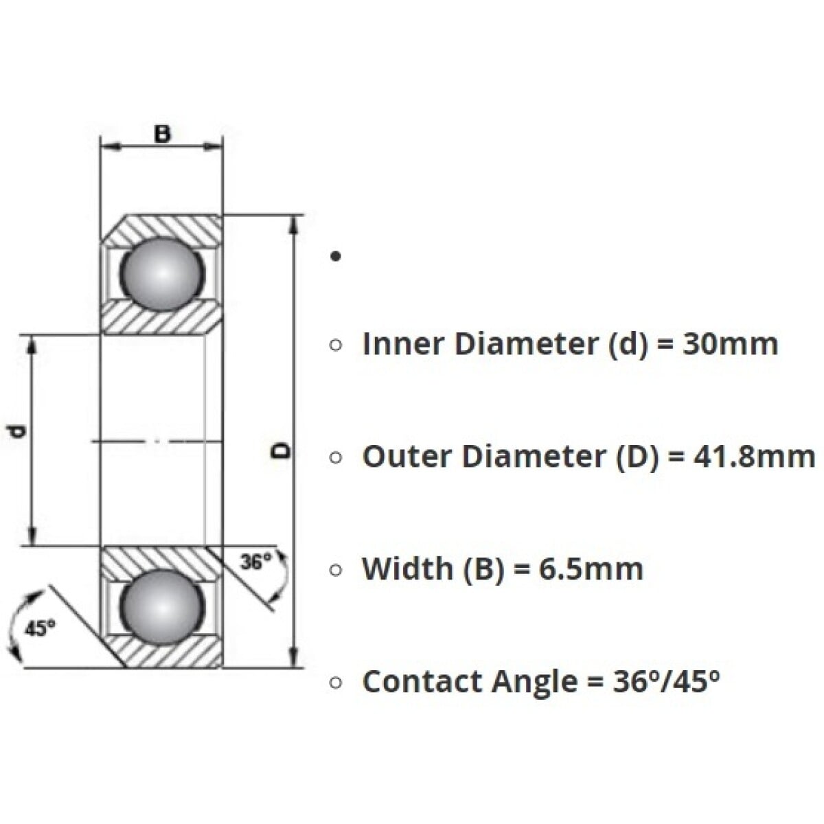 Image of Cane Creek 40-Series Bearing 1-1/8 inch (IS42) (41.8mm) (36/45) Fits Cane Creek Only ZINC PLATED (BAA1131)