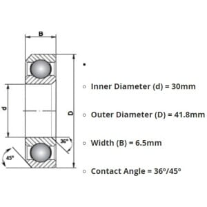Image of Cane Creek 40-Series Bearing 1-1/8 inch (IS42) (41.8mm) (36/45) Fits Cane Creek Only ZINC PLATED (BAA1131)