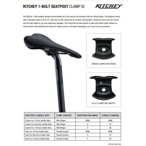 Image of Ritchey Seatpost Clamp Single Bolt ALLOY BLACK w/ F etch for Carbon Saddle Rail 7x9.6mm