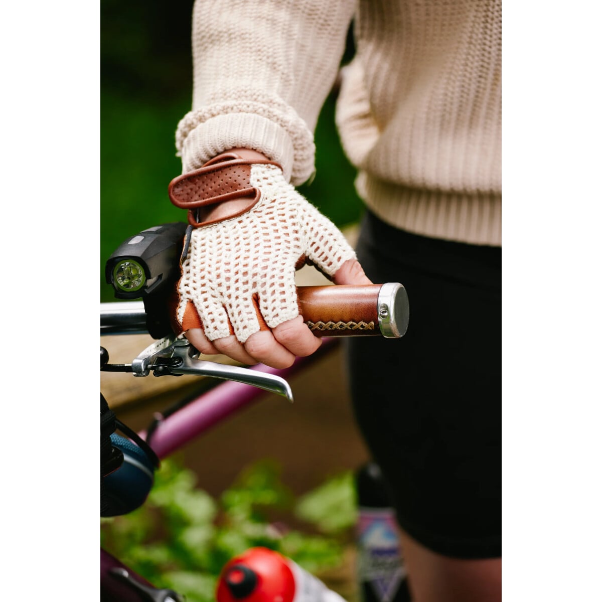 Image of PDW 1817 Fingerless Cycling Gloves Natural/Brown