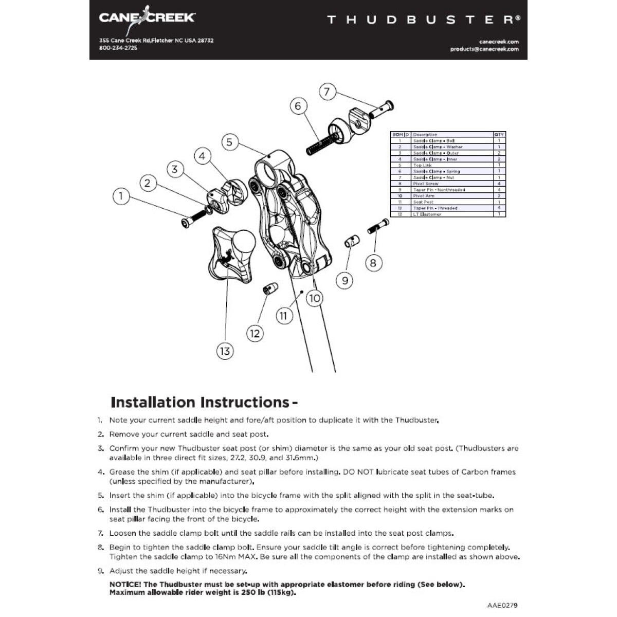 Image of Cane Creek Thudbuster G4 LT Elastomer