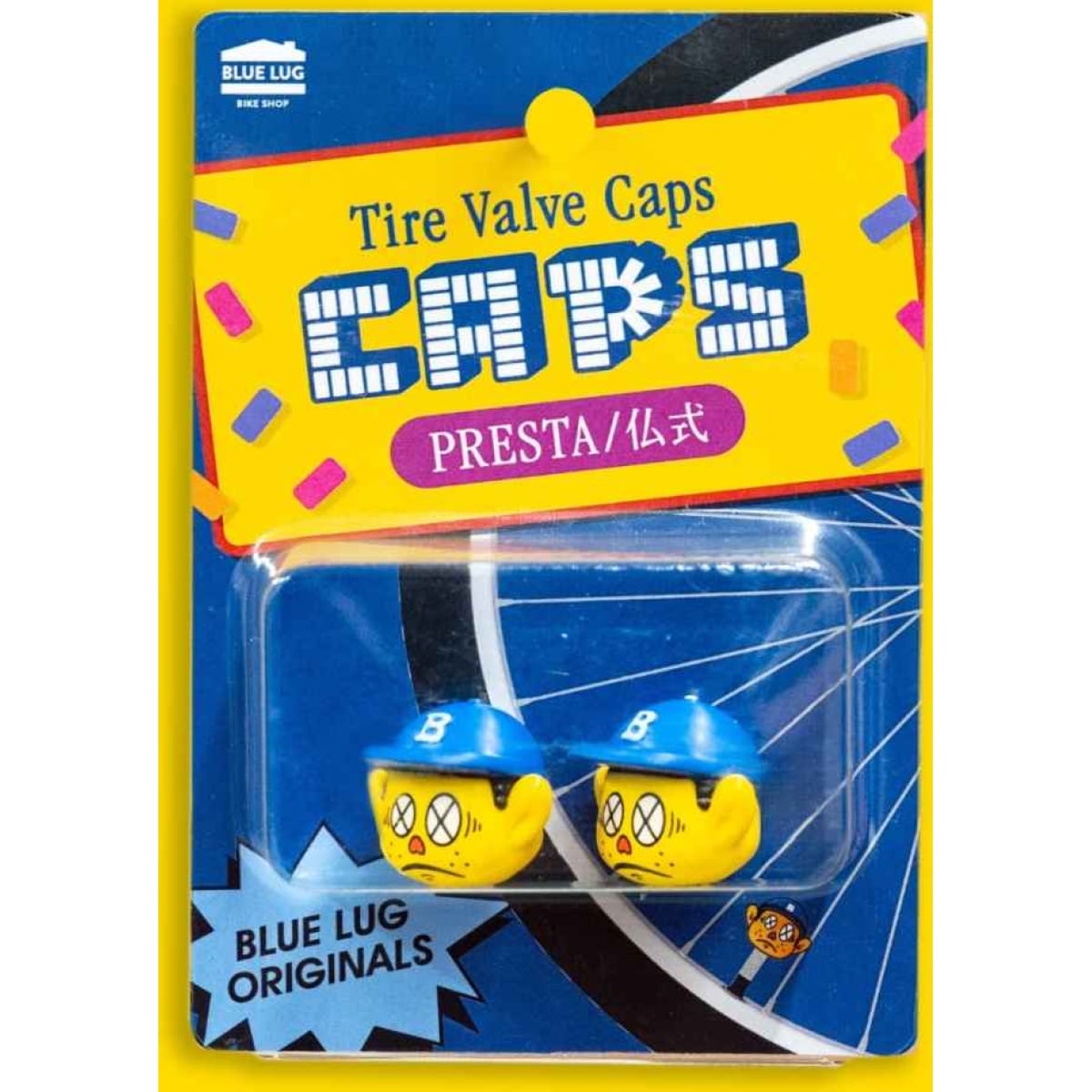 Image of Blue Lug Anzenkun Valve Caps (Pair for Presta)
