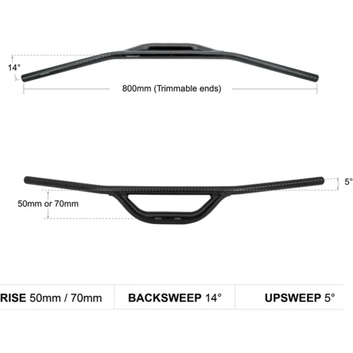 Image of Redshift Topshelf Flat Bar 800mm, 50mm Rise