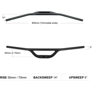 Image of Redshift Topshelf Flat Bar 800mm, 50mm Rise