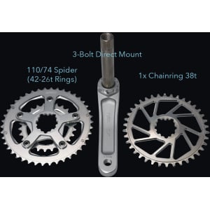 Image of IRD Polaris Silver Crankset 38t DM and 42-26t 2x 175mm w/BB