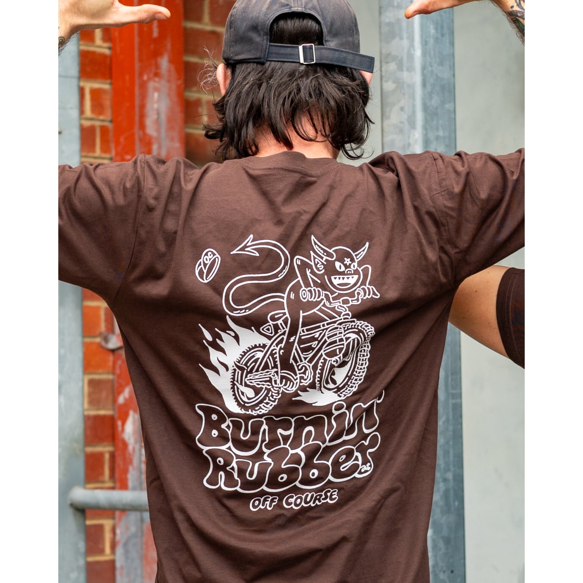 Image of Off Course Burnin' Rubber T-Shirt - Dark Brown