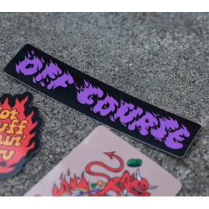 Image of Flamin' Off Course Sticker - Black and Purple 100mm