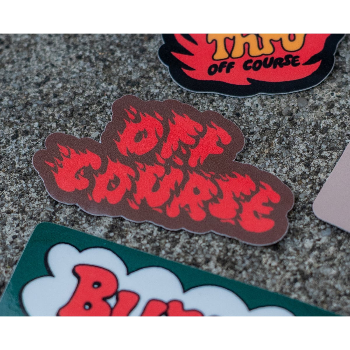 mp8dhaalw5xem2z7so9d.jpg Image of Flamin' Off Course Sticker - Fire and Wood 50mm
