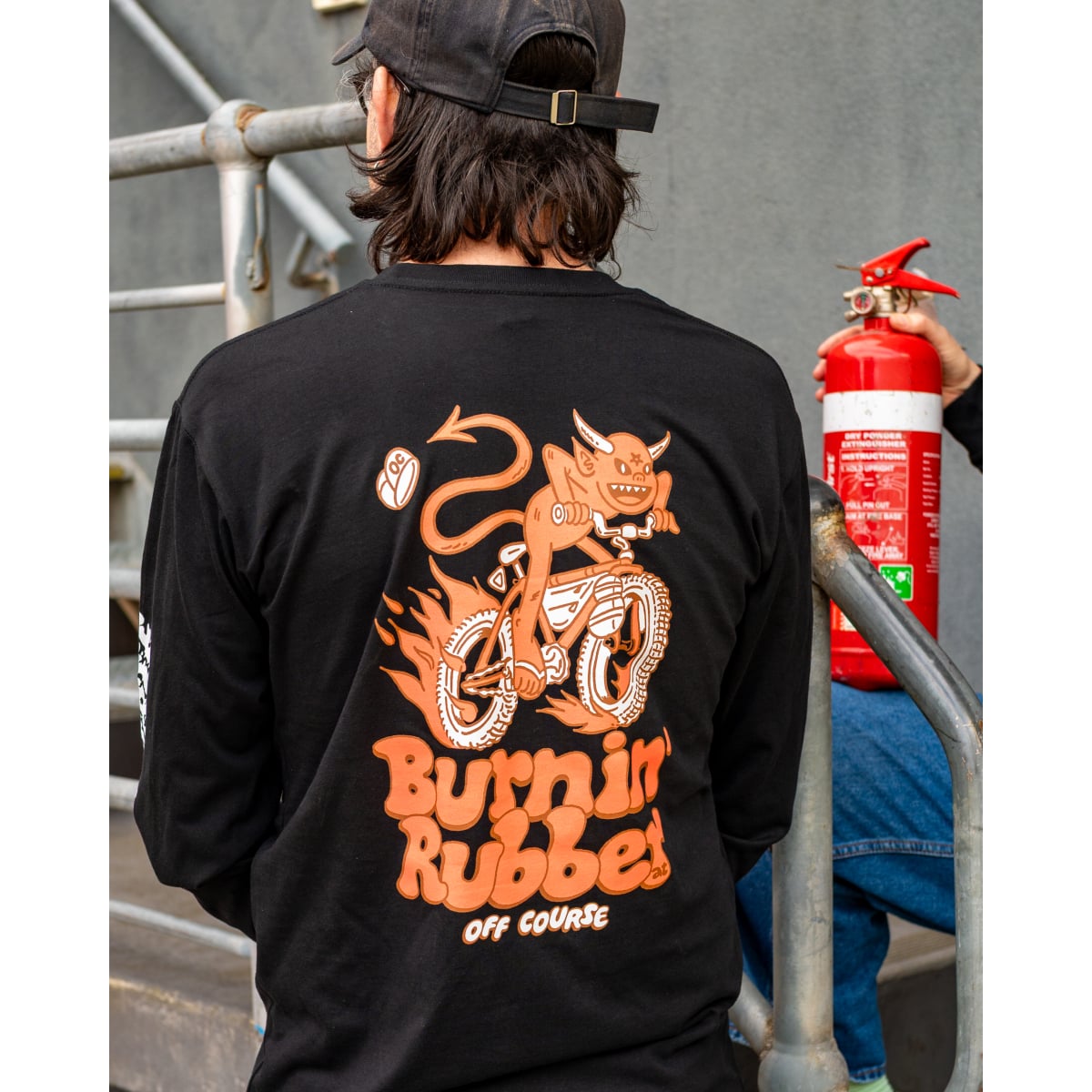 Image of Off Course Burnin' Rubber Long Sleeve Tee - Black