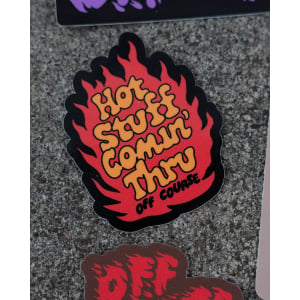 Image of Hot Stuff Comin' Thru Off Course Sticker - 50mm