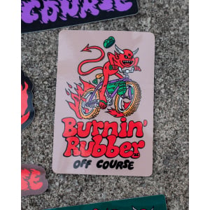 Image of Burnin' Rubber Off Course Sticker - Portrait 75mm