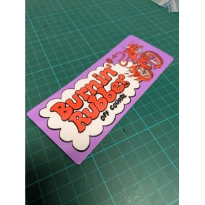 Image of Burnin' Rubber Off Course Bumper Sticker 150mm