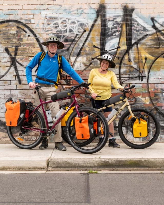 The most wonderful Reinhold and Gabriele flew in from Austria to ride the 5330km Bicentennial National Trail, Melbourne - Cooktown! 🗺️ ✨🏕️

They’re already over 1000 picturesque kilometres in with no hiccups. Check out their new @surlybikes we put together for the trip 👀

All kitted out with a bunch of gear from our favourites:

@ortlieb_waterproof 
@hebie_tubus_racktime 
@apidura 
@ergonbike 
@shimanoaustralia 
@ron_kingcage
@surlybikes 
@surlyoz 

Thanks, Folks. 
It’s been an absolute pleasure getting you rolling!
Happy trails✌️
